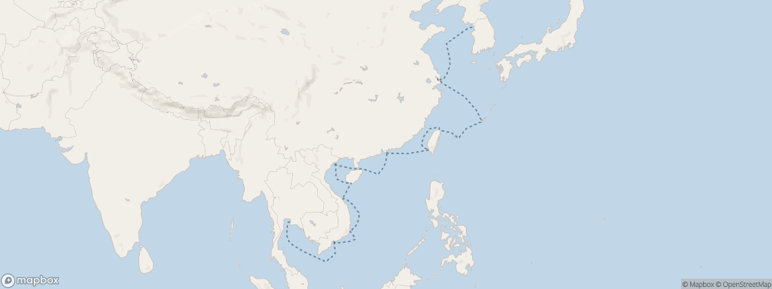 Carte de l’itinéraire Seven Seas Splendor, Bangkok (Laem Chabang) → Seoul (Incheon)
