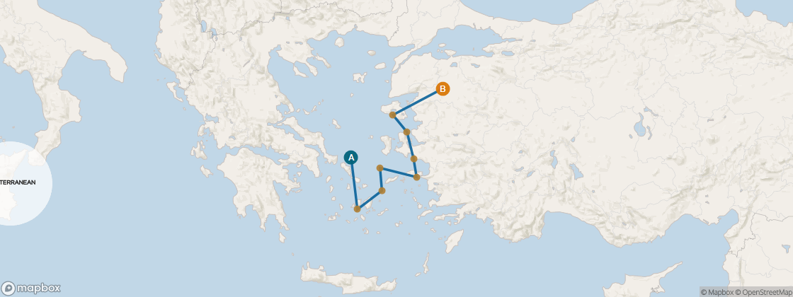 Carte de l’itinéraire Seven Seas Mariner, Athènes (Le Pirée) → Istanbul