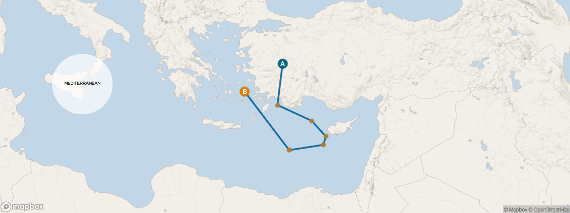 Carte de l’itinéraire Seven Seas Mariner, Istanbul → Athènes (Le Pirée)