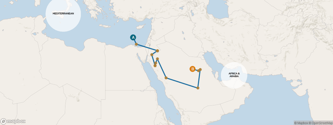 Carte de l’itinéraire Seven Seas Mariner, Athènes (Le Pirée) → Doha