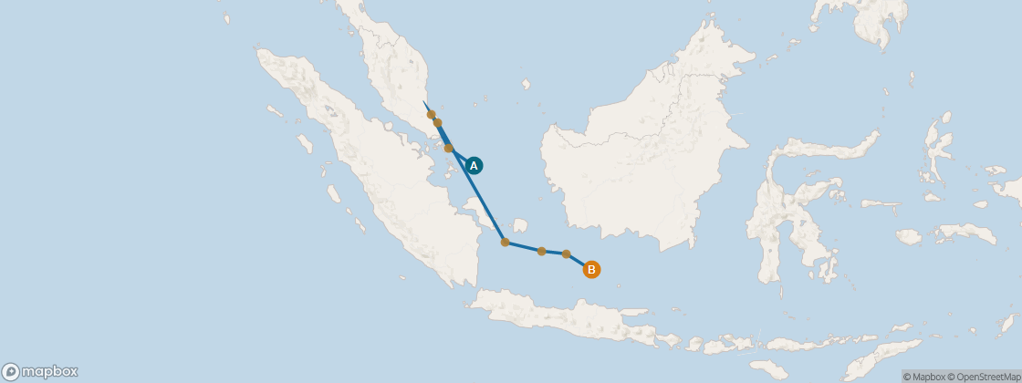 Carte de l’itinéraire Seven Seas Mariner, Singapour → Bali (Benoa)