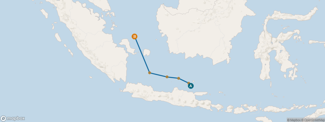 Carte de l’itinéraire Seven Seas Mariner, Bali (Benoa) → Singapour