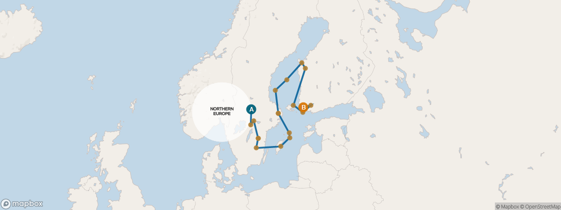 Carte de l’itinéraire Seven Seas Mariner, Oslo → Helsinki