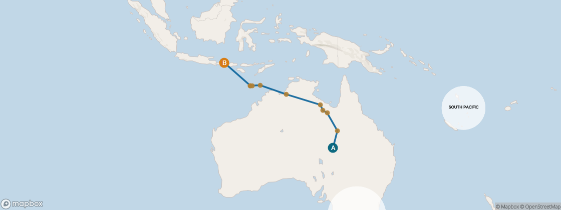 Carte de l’itinéraire Seven Seas Mariner, Sydney → Singapour