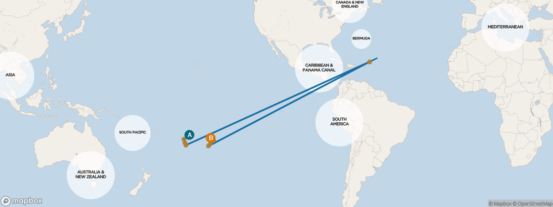 Carte de l’itinéraire Seven Seas Navigator, Sydney, Australie → Auckland, Nouvelle-Zélande