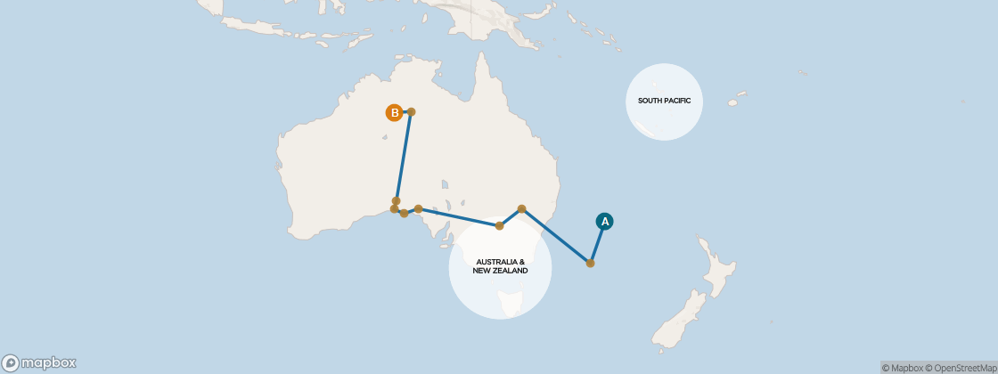 Carte de l’itinéraire Seven Seas Navigator, Auckland, Nouvelle-Zélande → Benoa, Bali, Indonésie