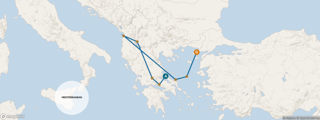 Carte de l’itinéraire Seven Seas Navigator, Athènes (Le Pirée) → Istanbul