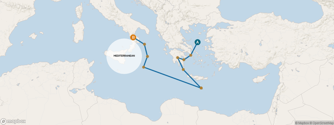 Carte de l’itinéraire Seven Seas Navigator, Istanbul → Rome (Civitavecchia)