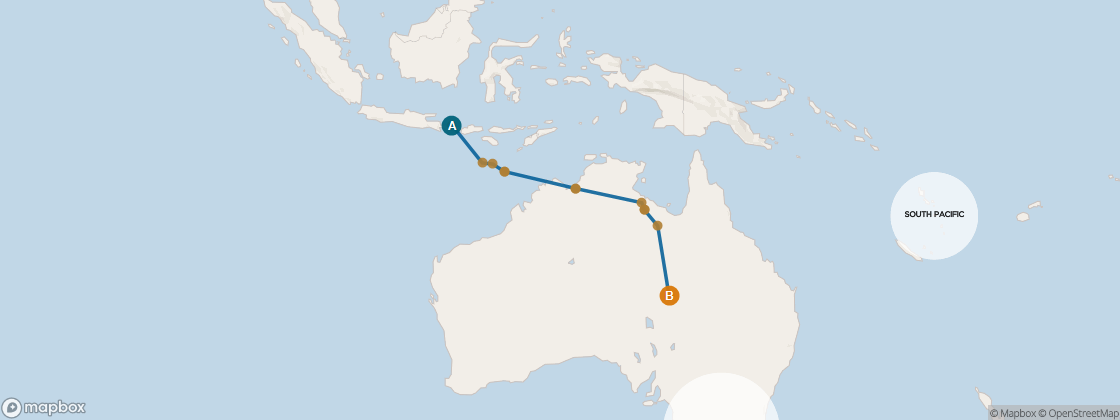 Carte de l’itinéraire Seven Seas Navigator, Singapour → Sydney (Australie)