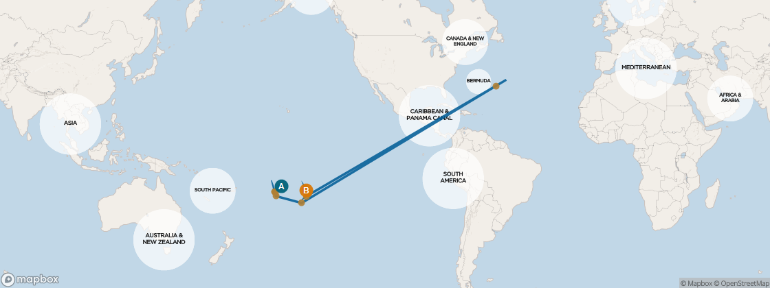 Carte de l’itinéraire Seven Seas Navigator, Sydney (Australie) → Auckland (Nouvelle-Zélande)
