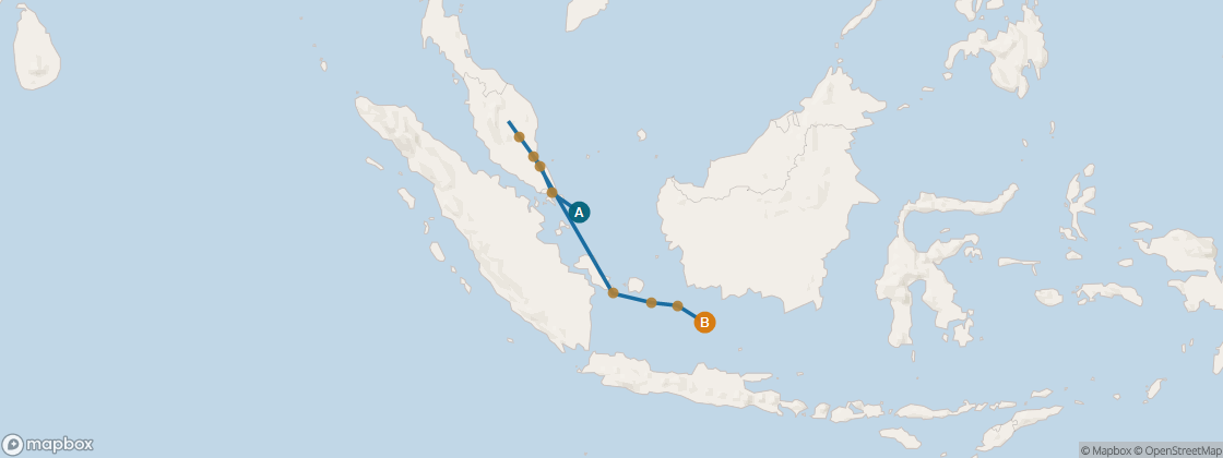 Carte de l’itinéraire Seven Seas Navigator, Singapour → Bali (Benoa)