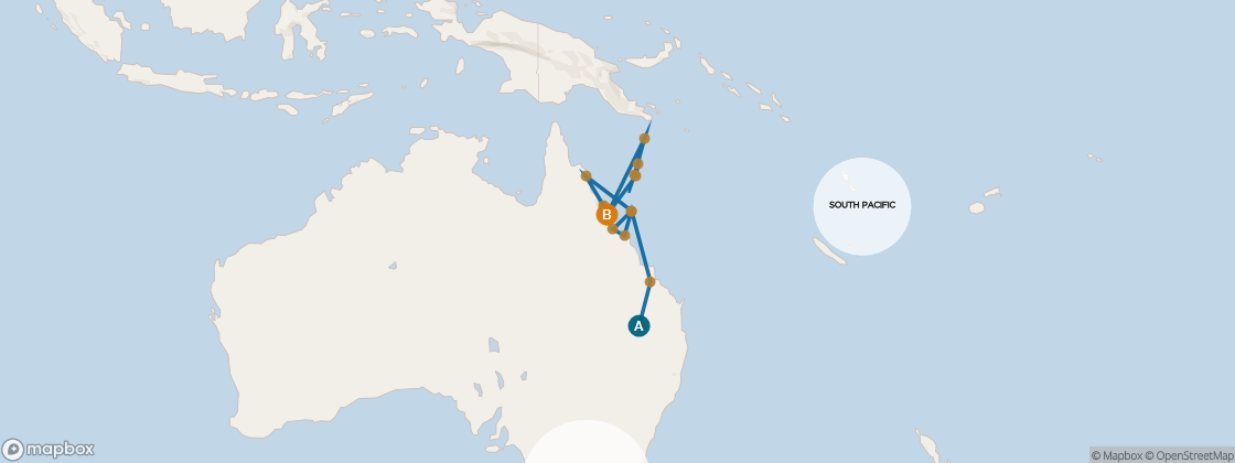 Carte de l’itinéraire Seven Seas Navigator, Sydney → Cairns