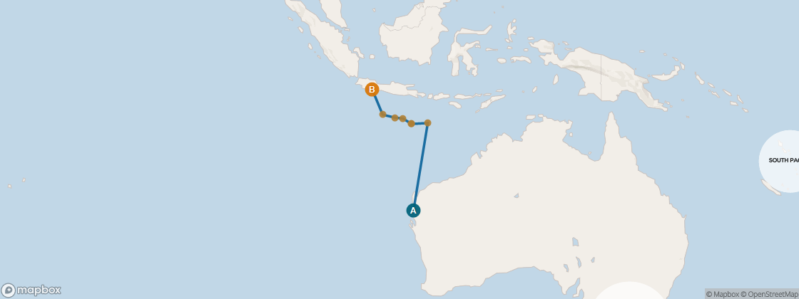 Carte de l’itinéraire Seven Seas Navigator, Perth (Fremantle) → Singapour