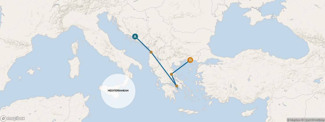 Carte de l’itinéraire Seven Seas Voyager, Trieste, Italie → Istanbul, Turquie