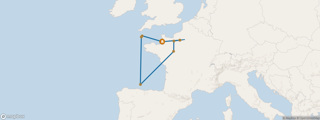 Carte de l’itinéraire Seven Seas Voyager, Londres (Southampton) → Londres (Southampton)