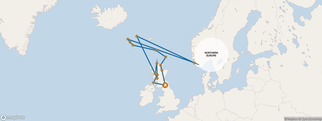Carte de l’itinéraire Seven Seas Voyager, Londres (Southampton) → Londres (Southampton)