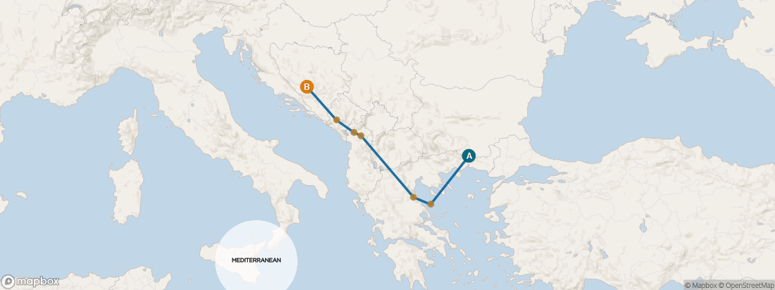 Carte de l’itinéraire Seven Seas Voyager, Istanbul → Trieste