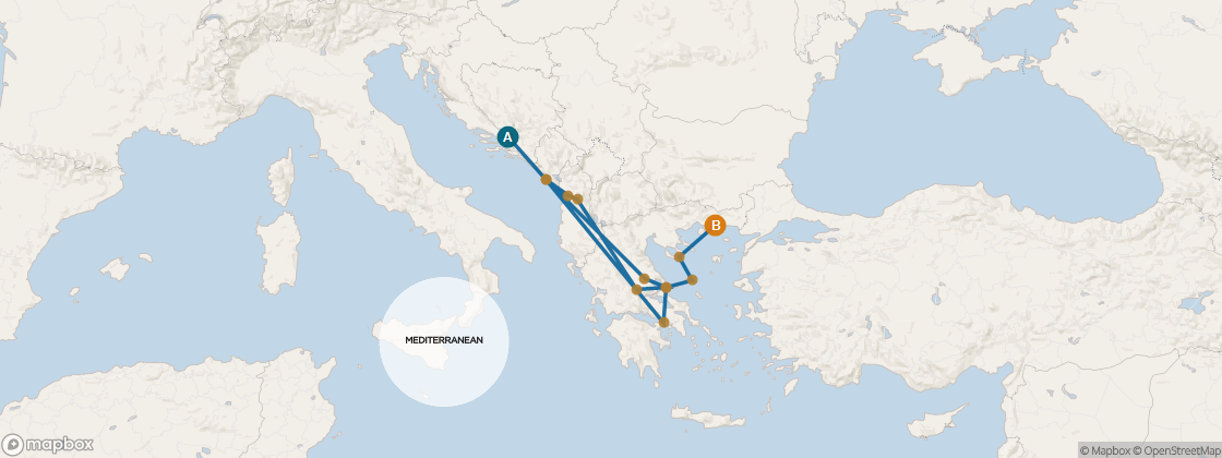 Carte de l’itinéraire Seven Seas Voyager, Trieste → Istanbul