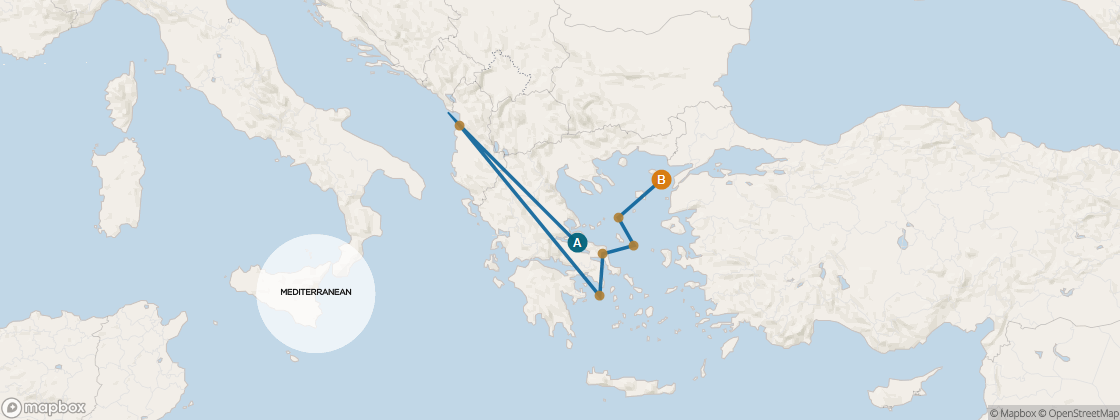 Carte de l’itinéraire Seven Seas Voyager, Athènes (Le Pirée) → Istanbul