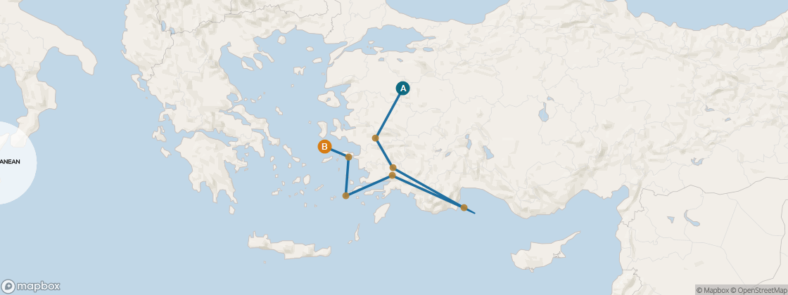 Carte de l’itinéraire Seven Seas Voyager, Istanbul → Athènes (Le Pirée)
