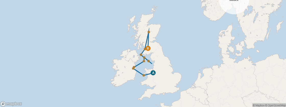 Carte de l’itinéraire Seven Seas Voyager, Londres (Southampton) → Edinburgh (Leith)