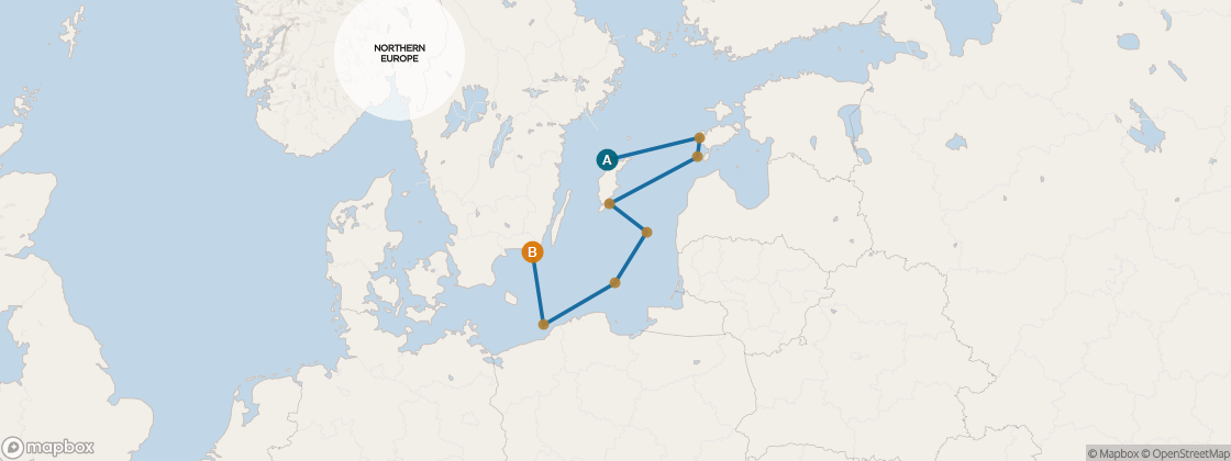 Carte de l’itinéraire Seven Seas Voyager, Stockholm → Copenhague