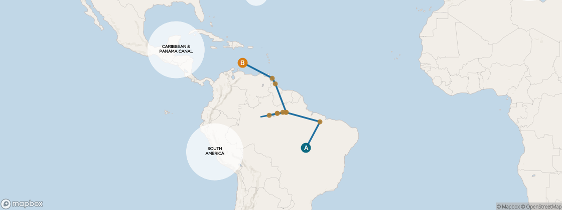 Carte de l’itinéraire Seven Seas Voyager, Rio de Janeiro → Miami