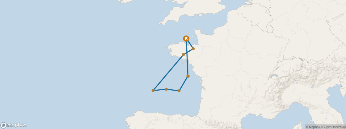 Carte de l’itinéraire Seven Seas Voyager, Londres (Southampton) → Londres (Southampton)