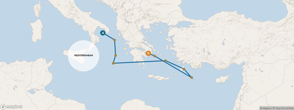 Carte de l’itinéraire Seven Seas Voyager, Rome (Civitavecchia) → Athènes (Le Pirée)