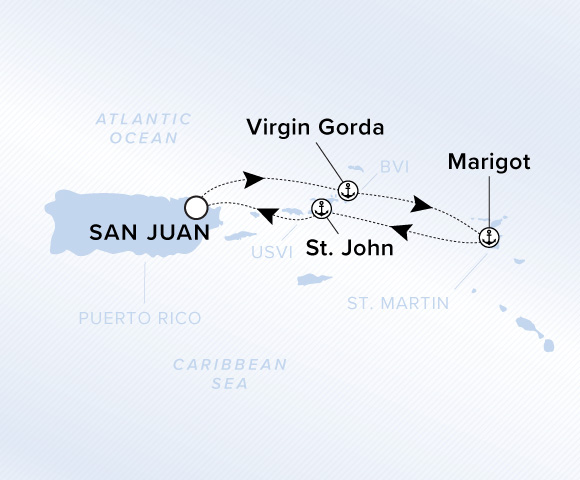 Carte de l’itinéraire Evrima, Aller-retour au départ de San Juan