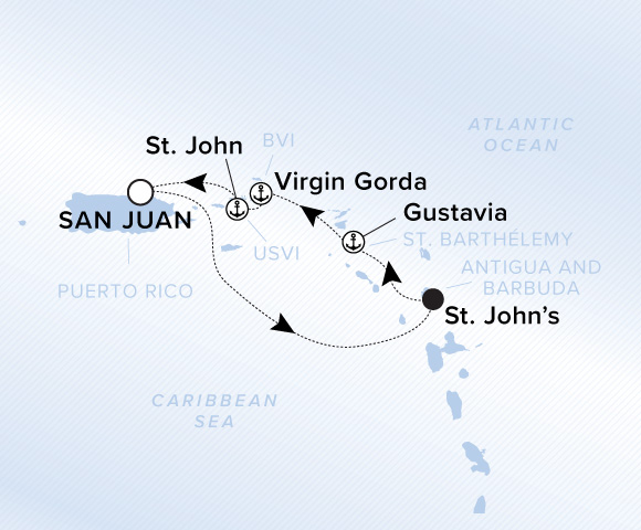 Carte de l’itinéraire Evrima, Aller-retour au départ de San Juan