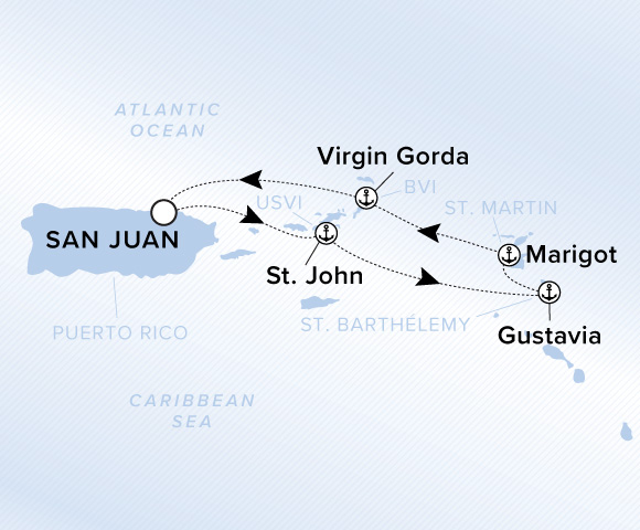 Carte de l’itinéraire Evrima, Aller-retour au départ de San Juan