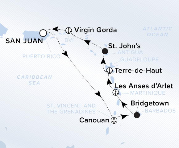 Carte de l’itinéraire Evrima, Aller-retour au départ de San Juan