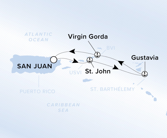 Carte de l’itinéraire Evrima, Aller-retour au départ de San Juan