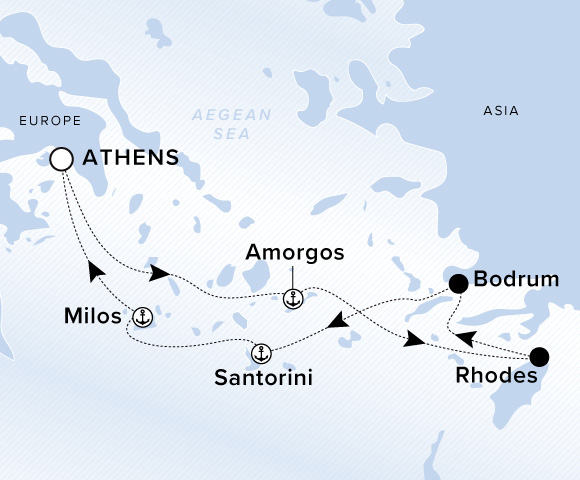 Carte de l’itinéraire Evrima, Athènes (Le Pirée) → Athènes (Lavrion)