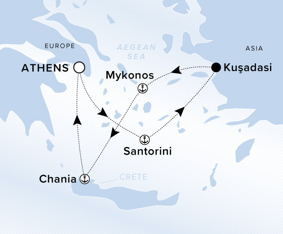 Carte de l’itinéraire Evrima, Athènes (Lavrion) → Athènes (Le Pirée)