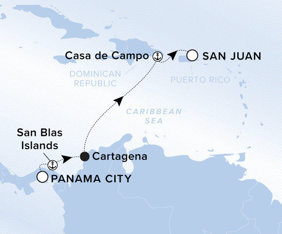 Carte de l’itinéraire Evrima, Panama → San Juan