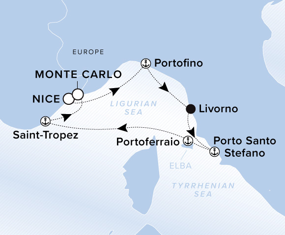 Carte de l’itinéraire Evrima, Nice → Monte Carlo
