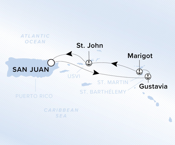 Carte de l’itinéraire Ilma, Aller-retour au départ de San Juan