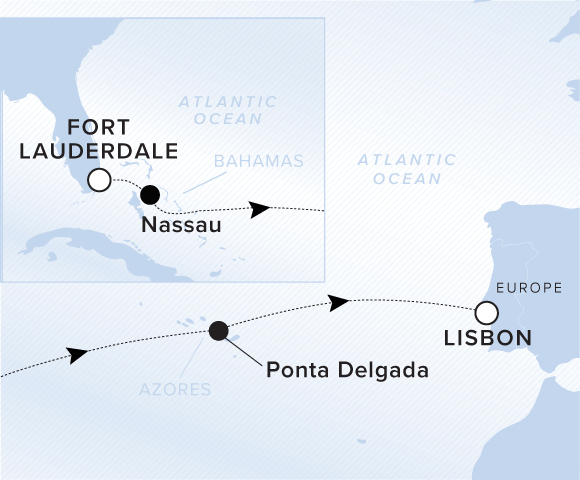 Carte de l’itinéraire Ilma, Fort Lauderdale → Lisbonne