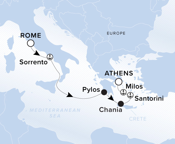 Carte de l’itinéraire Ilma, Rome (Civitavecchia) → Athènes (Le Pirée)
