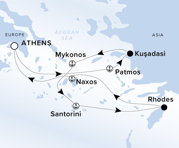 Carte de l’itinéraire Ilma, Aller-retour au départ de Athènes (Le Pirée)