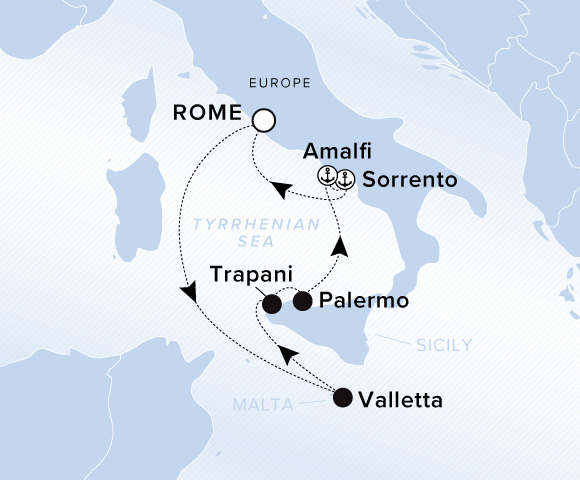 Carte de l’itinéraire Ilma, Aller-retour au départ de Rome (Civitavecchia)