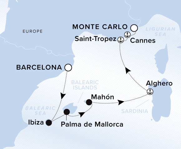 Carte de l’itinéraire Ilma, Barcelone → Monte Carlo