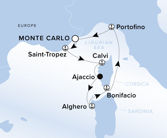 Carte de l’itinéraire Ilma, Aller-retour au départ de Monte Carlo