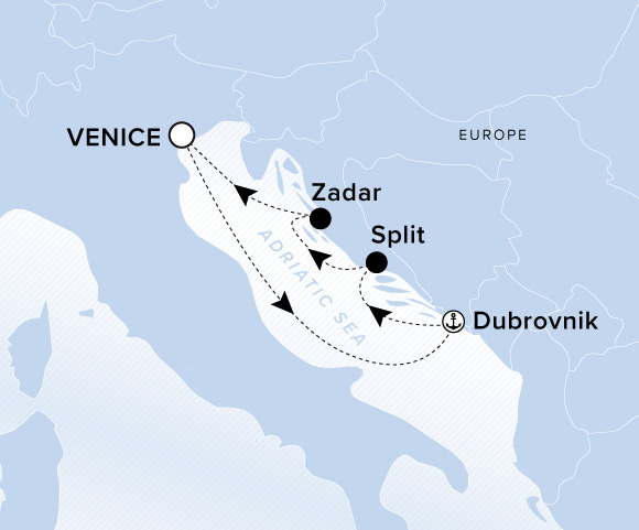 Carte de l’itinéraire Ilma, Aller-retour au départ de Venise