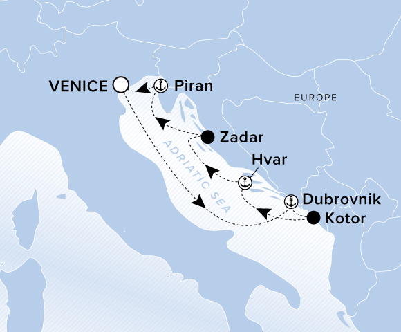 Carte de l’itinéraire Ilma, Aller-retour au départ de Venise