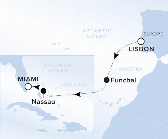 Carte de l’itinéraire Ilma, Lisbonne → Miami, Florida