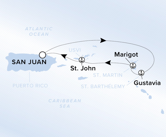 Carte de l’itinéraire Ilma, Aller-retour au départ de San Juan