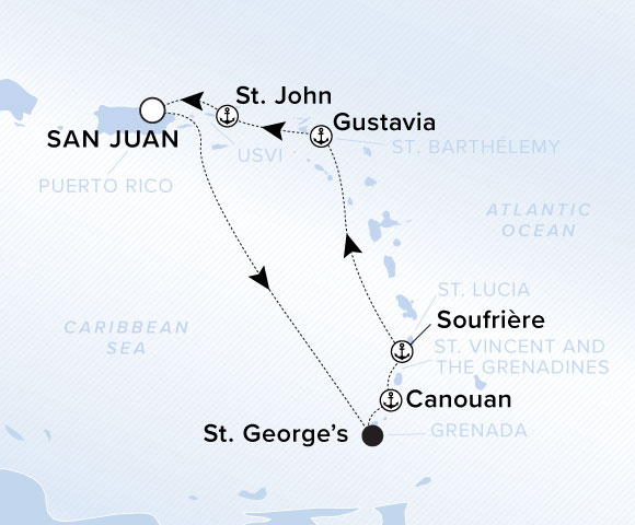 Carte de l’itinéraire Ilma, Aller-retour au départ de San Juan